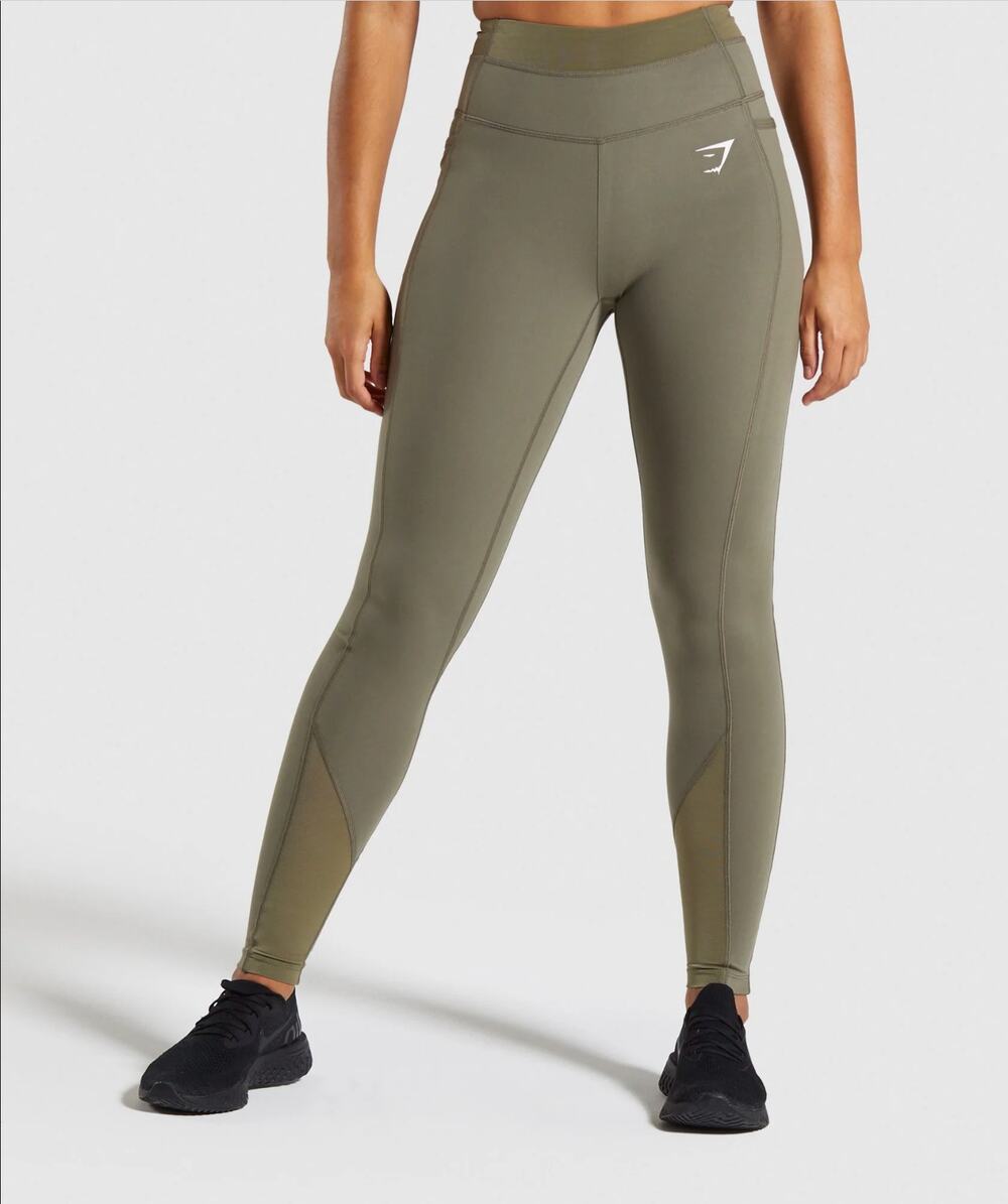 Gymshark Dreamy Mesh Leggings Olive Green High Waist Leggings Medium